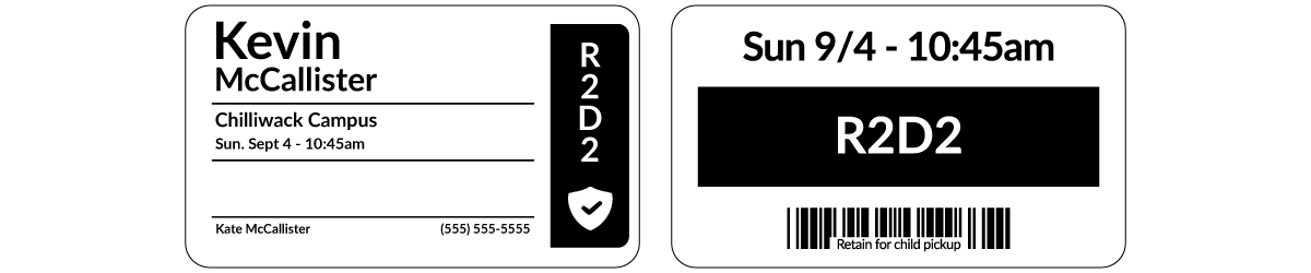 Kids Ministry Check-In Label Example